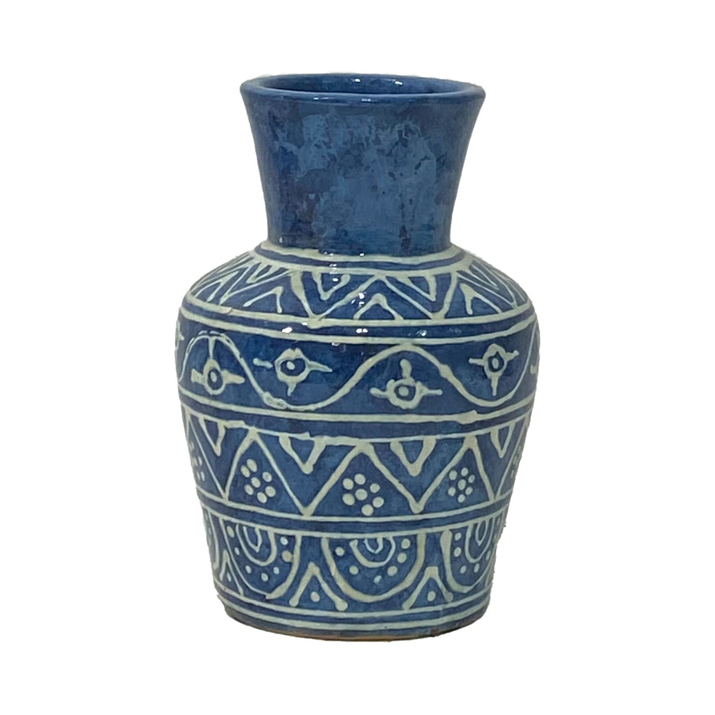 Terracotta,10"h Vase, Blue