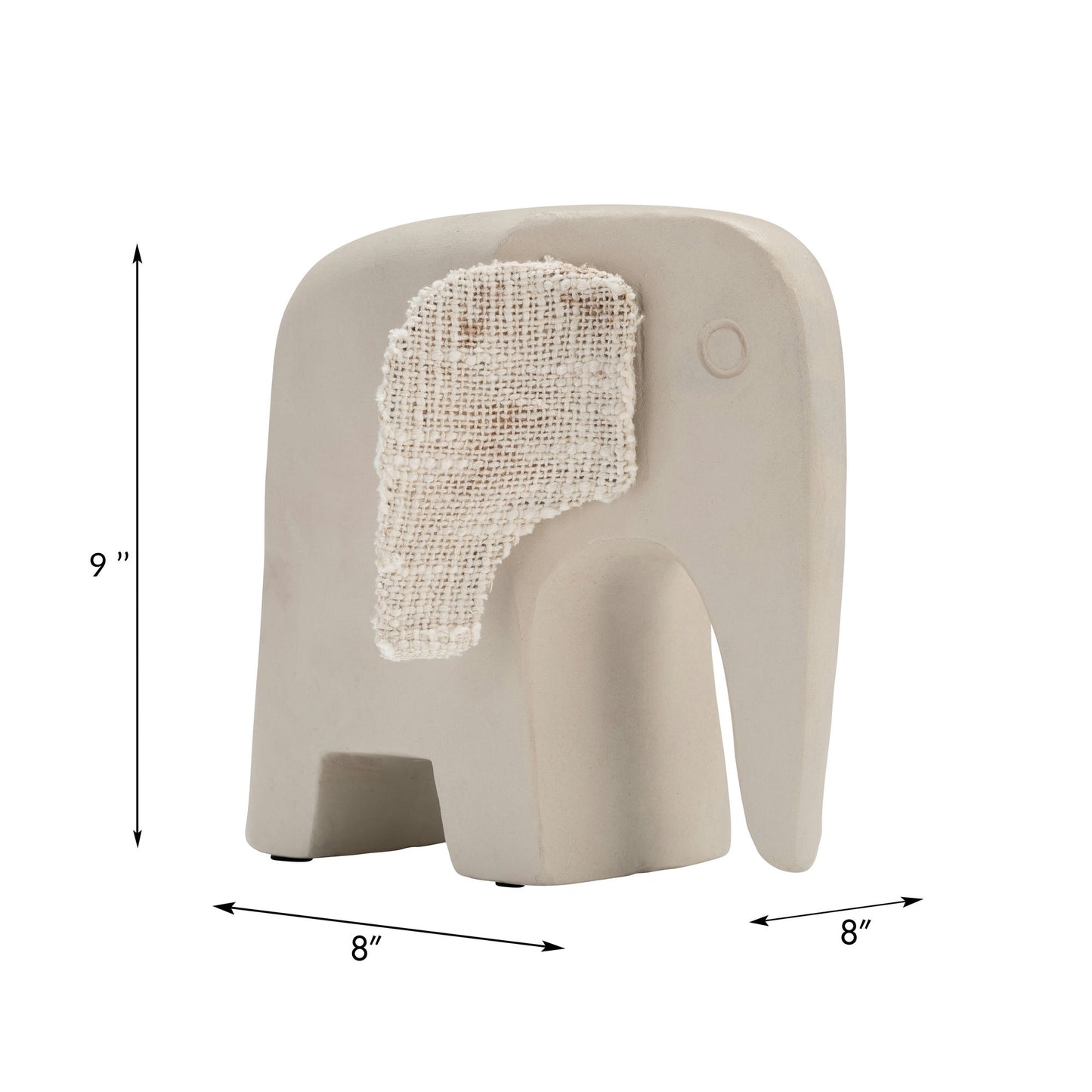 Ecomix, 8"h Elephant - Fabric Detail, Ivory