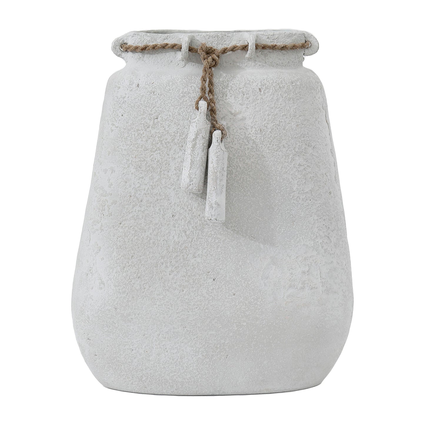 Ecomix, 16"h Vase W/ Jute Detail, White