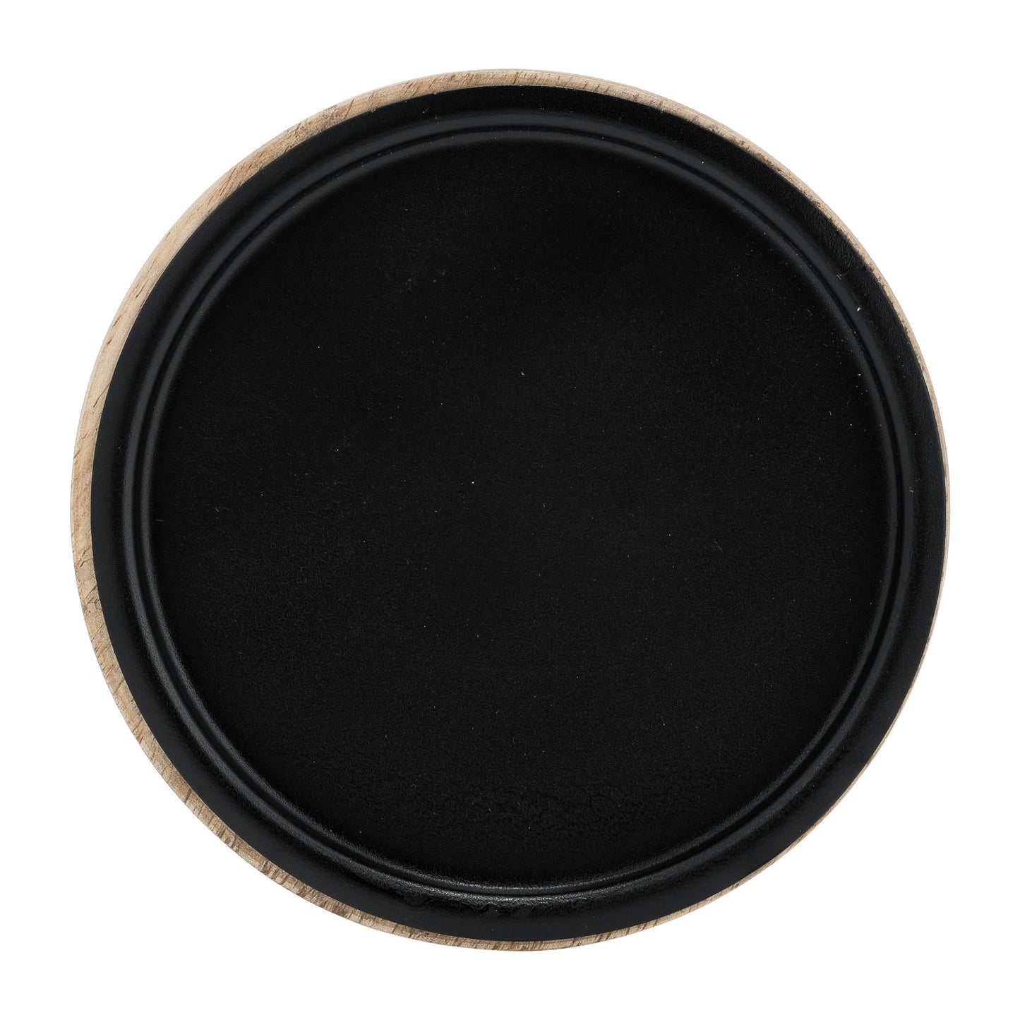 Wood, 12" Flat Candle Holder Stand, Black/natural