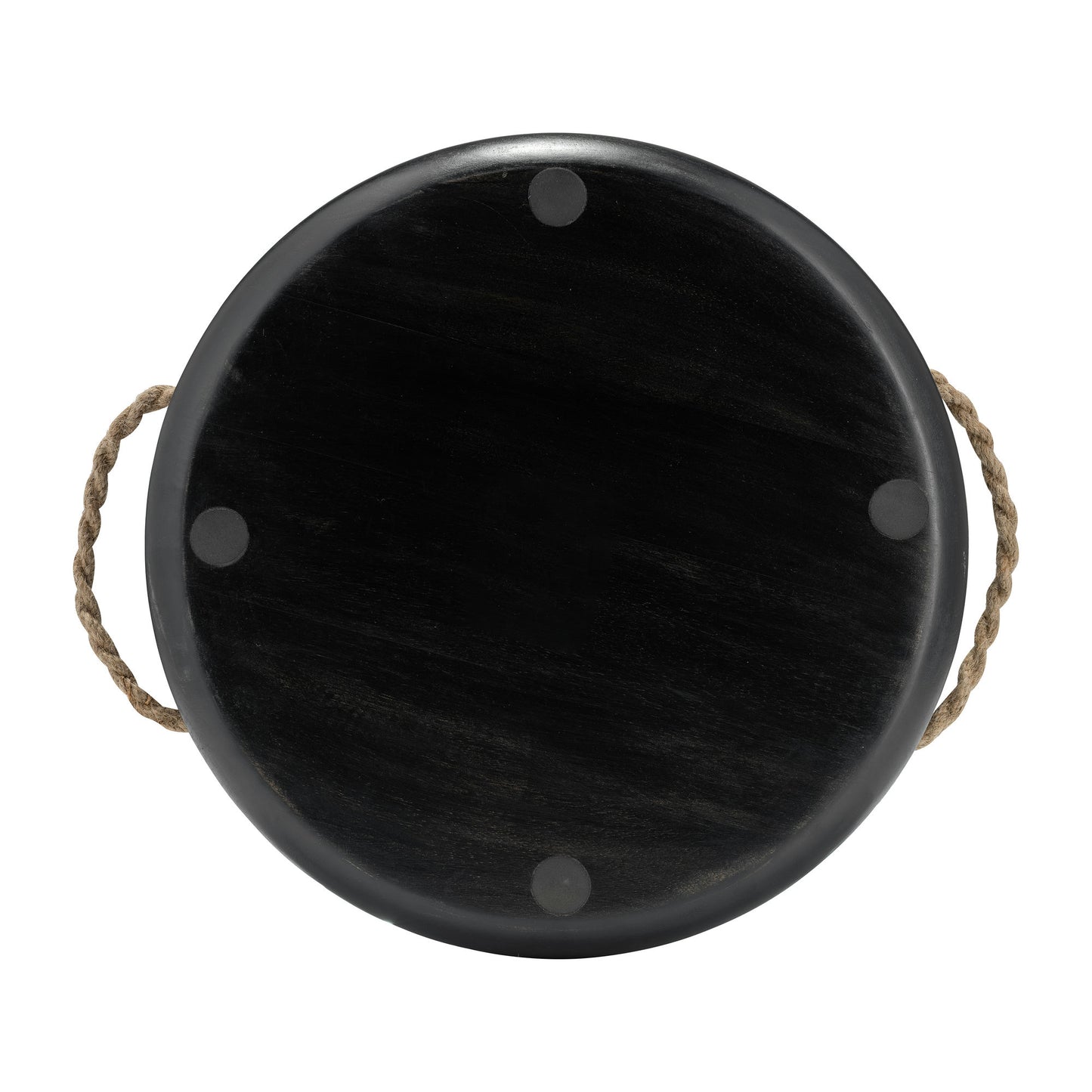 Wood, S/2 12/15" Round Trays W/ Rope Handles, Blac
