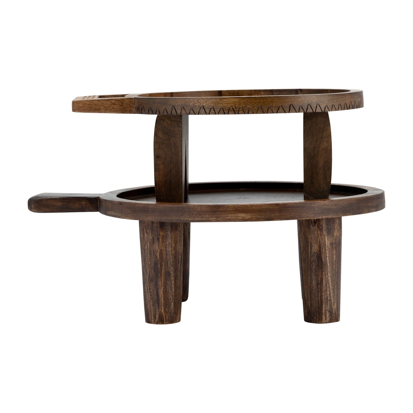 Wood, S/2 12/15" Round Risers W/ Handle, Brown