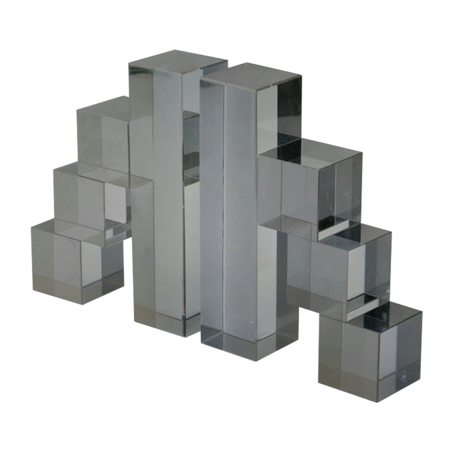 Glass, S/2 6" Tetrimino Bookends, Smoke