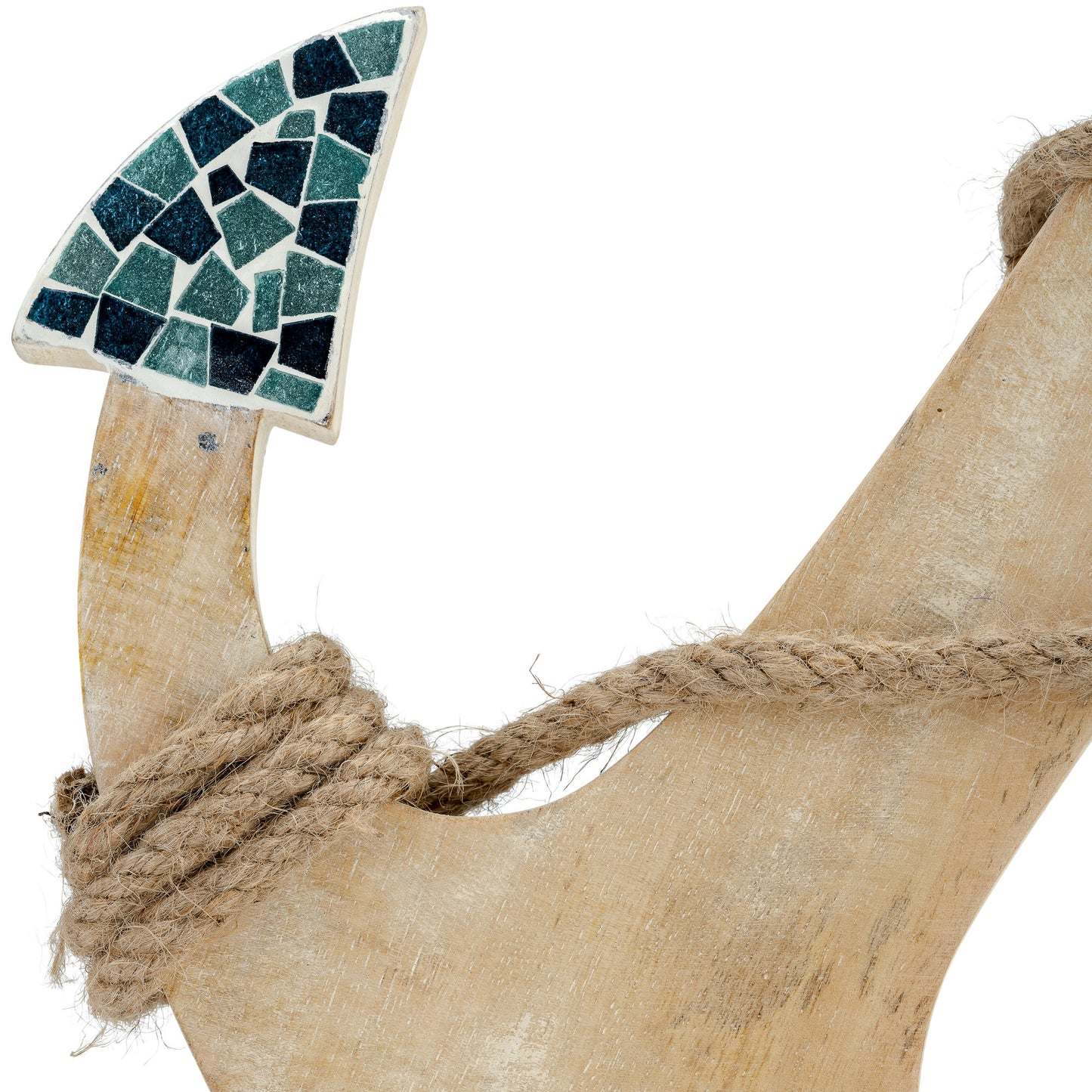 Wood, 18"h Anchor W/ Mosaic Blue/brown