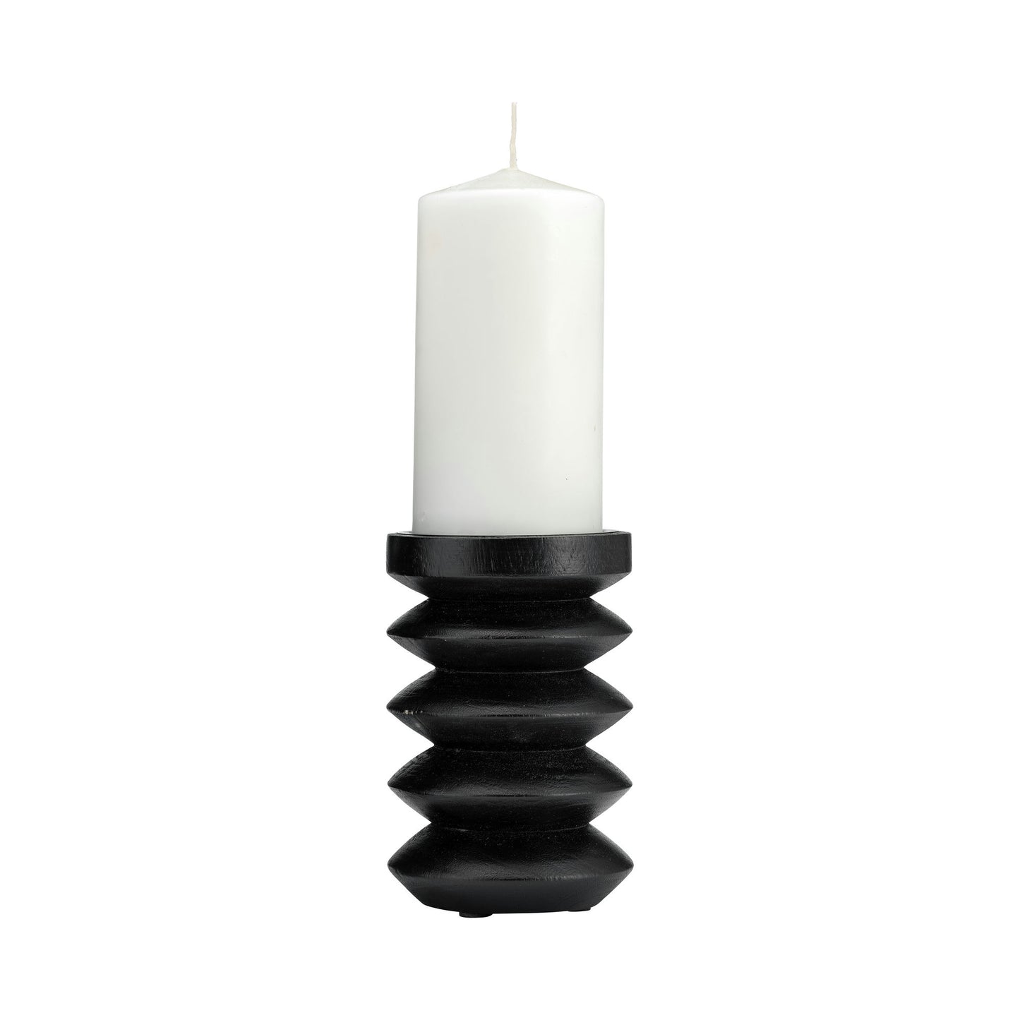Wood, 6"h Accordion Candle Holder, Black