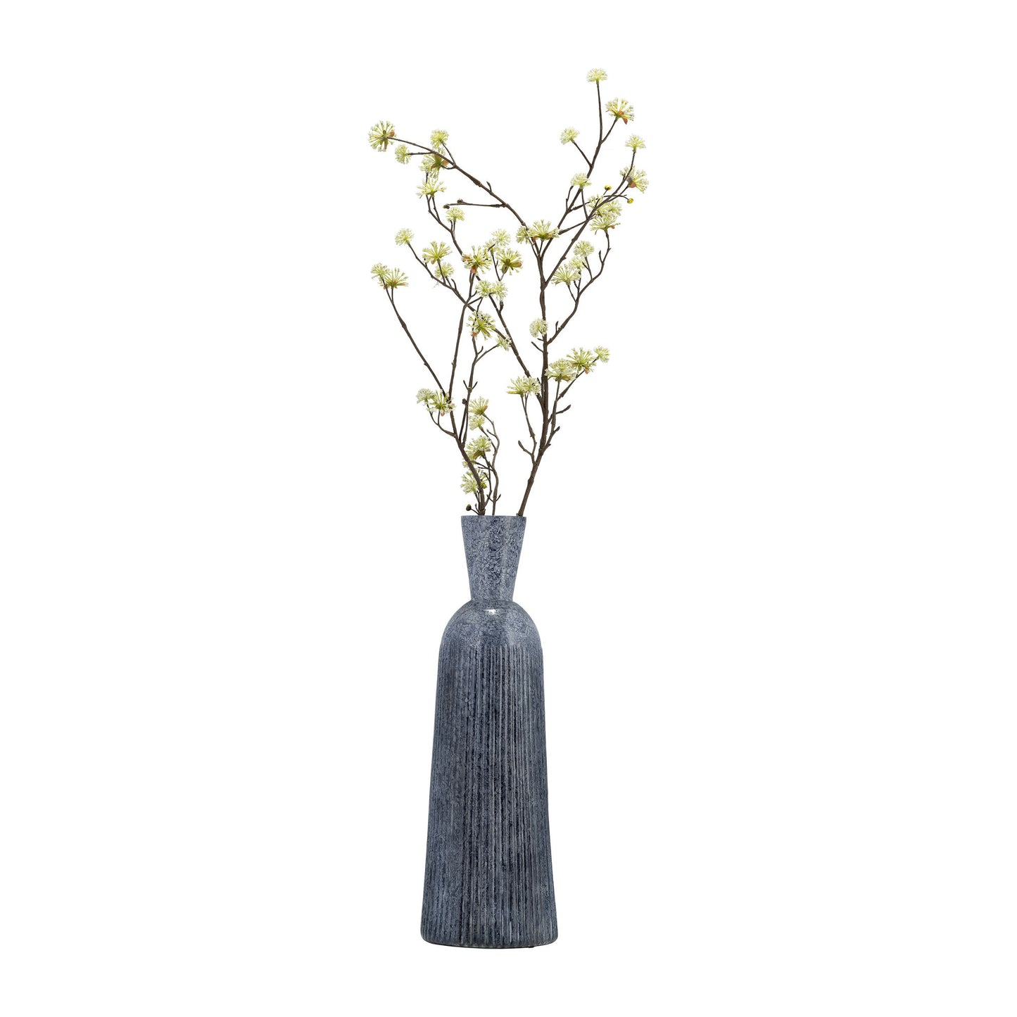 20", Grooved Glass Vase, Blue