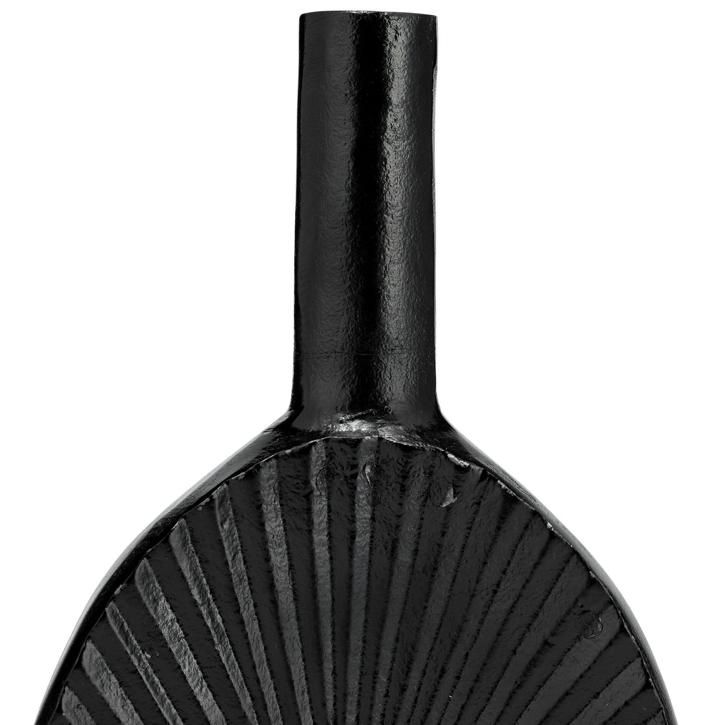 Metal,15"h, Ridged Tall Oval Open Cut Out Vase, Bl