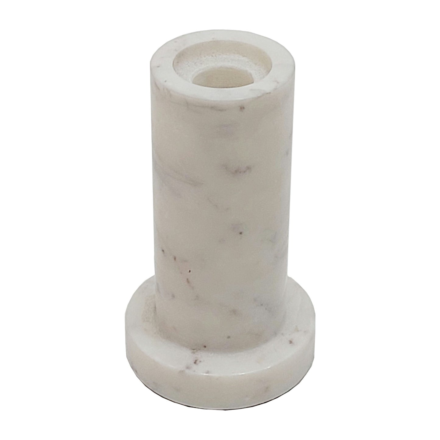 Marble,5"h,taper Candle Holder W/flat Base,white
