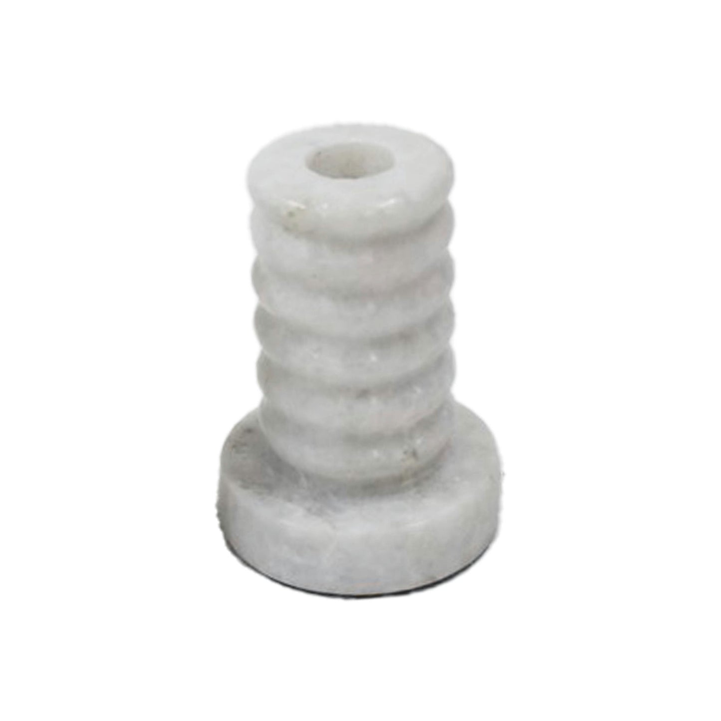 Marble,4"h,ribbed Taper Candle Holder ,white