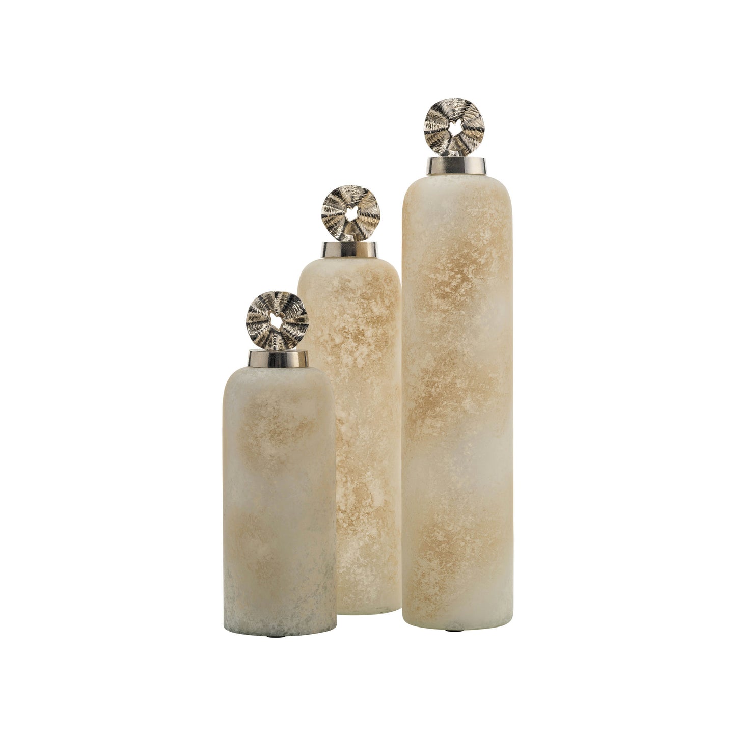 Glass, 14" Vase W/ Pinwheel Top, Ivory/beige