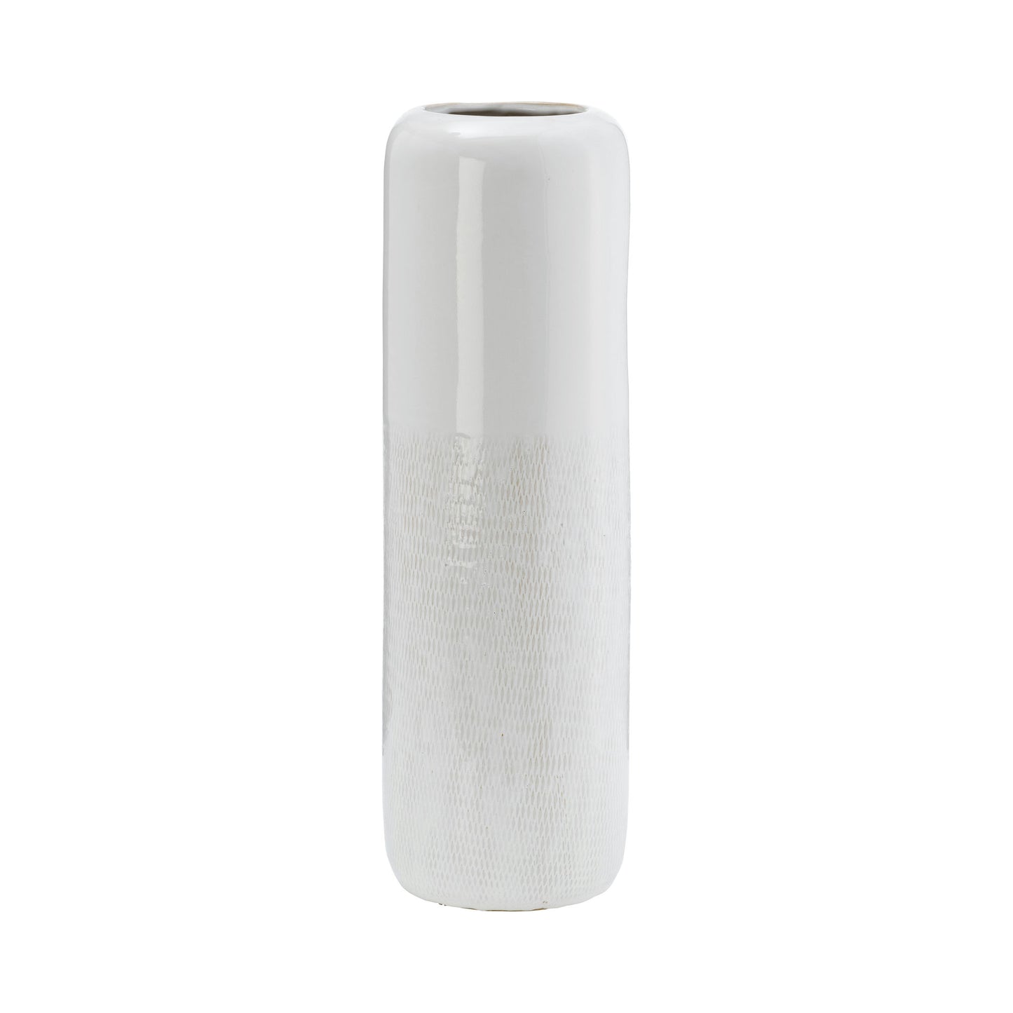 Cer, 12"h Grooved Vase, Ivory