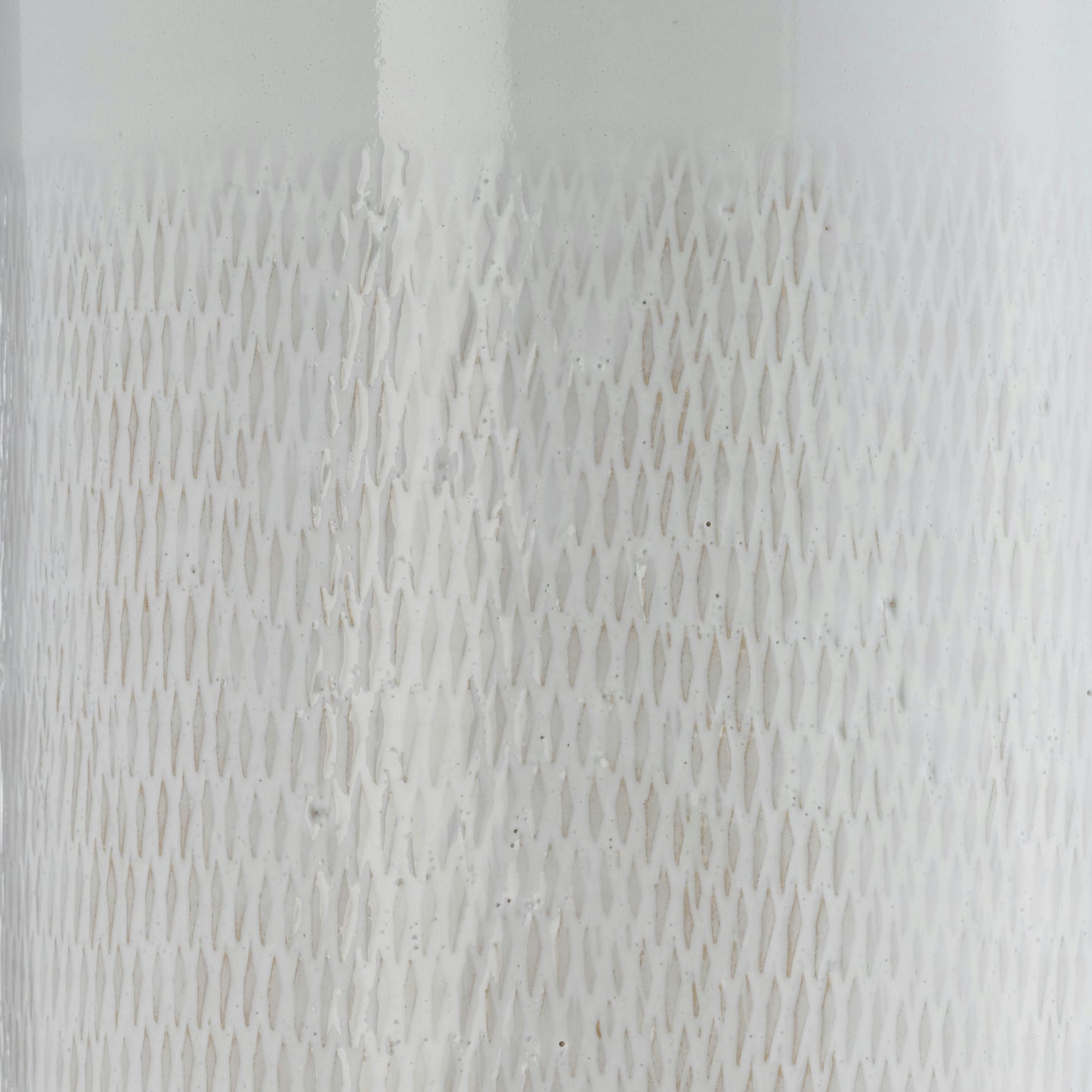 Cer, 12"h Grooved Vase, Ivory