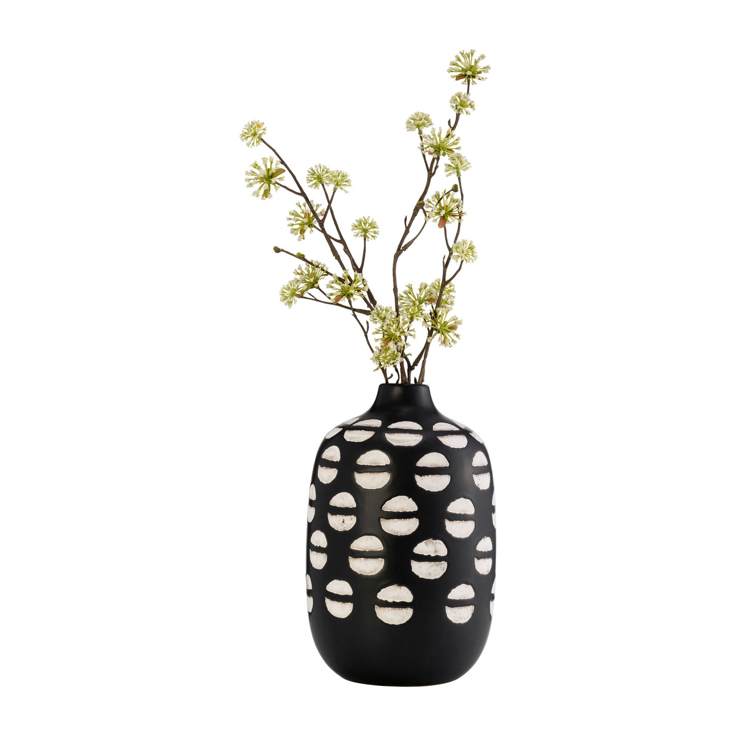 Cer, 10"h Lips Vase, Black/white
