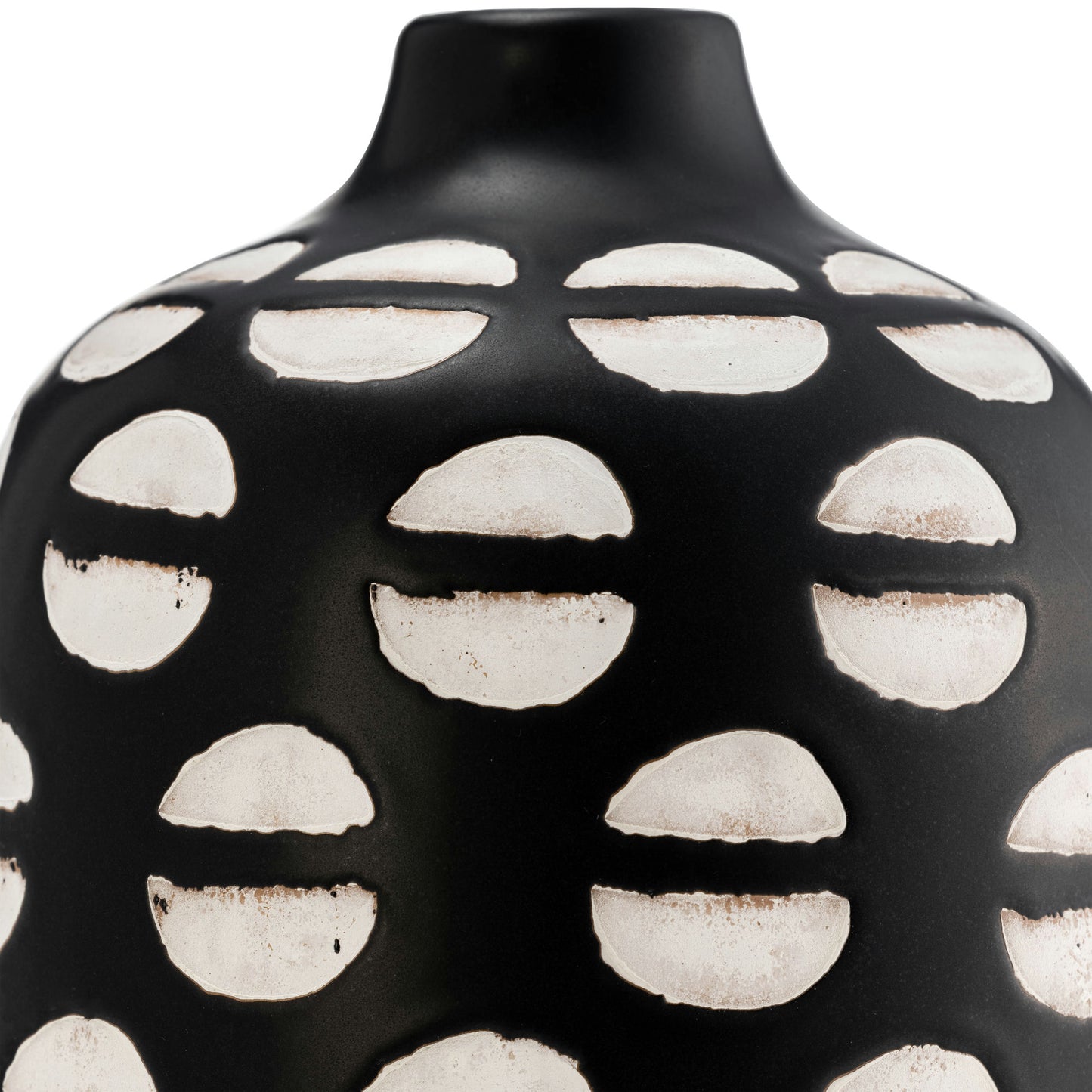 Cer, 10"h Lips Vase, Black/white