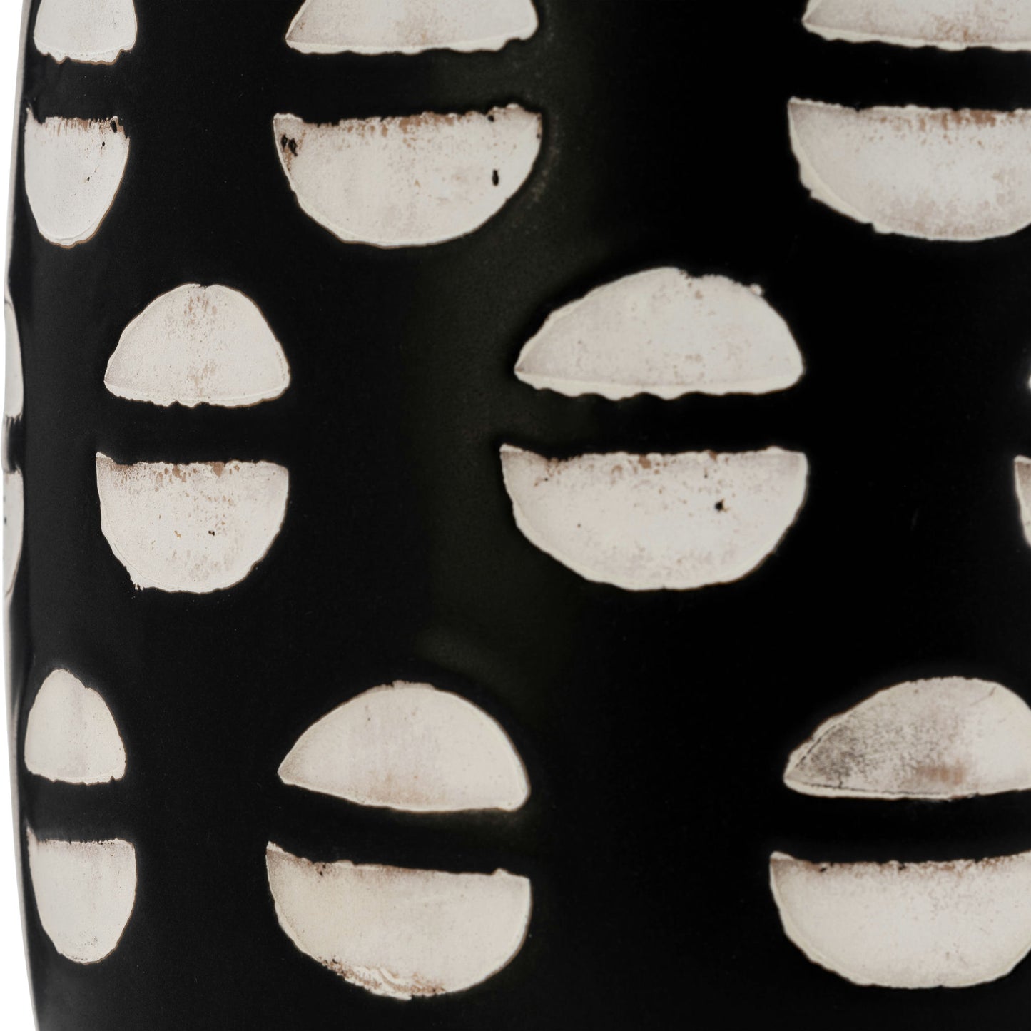 Cer, 10"h Lips Vase, Black/white