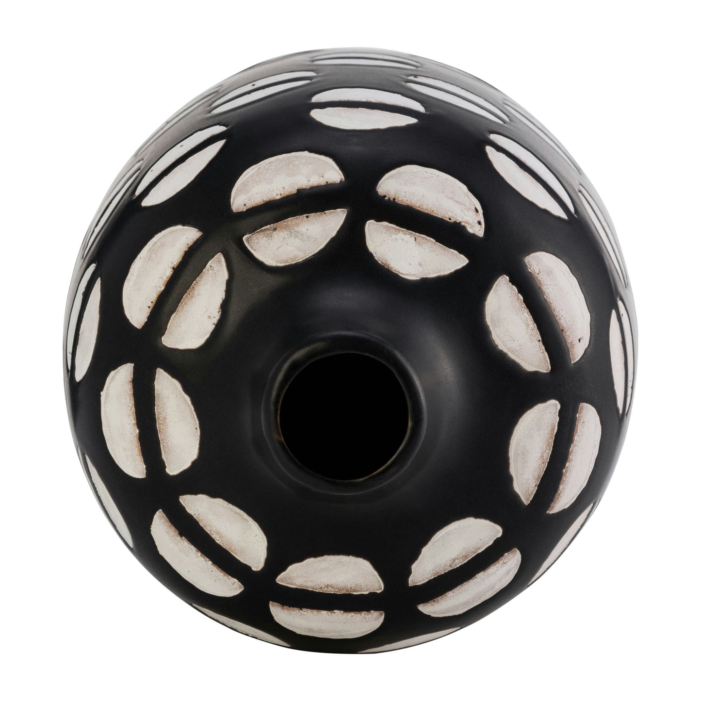 Cer, 10"h Lips Vase, Black/white