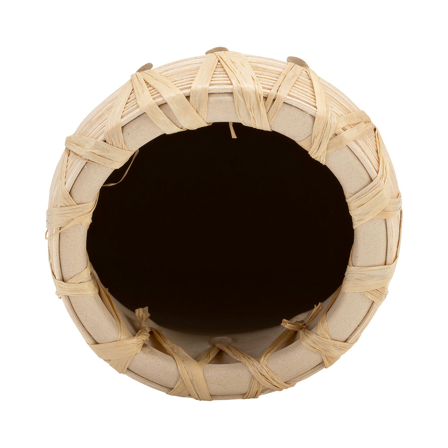 Cer, 10"h Vase W/ Weaving, Natural