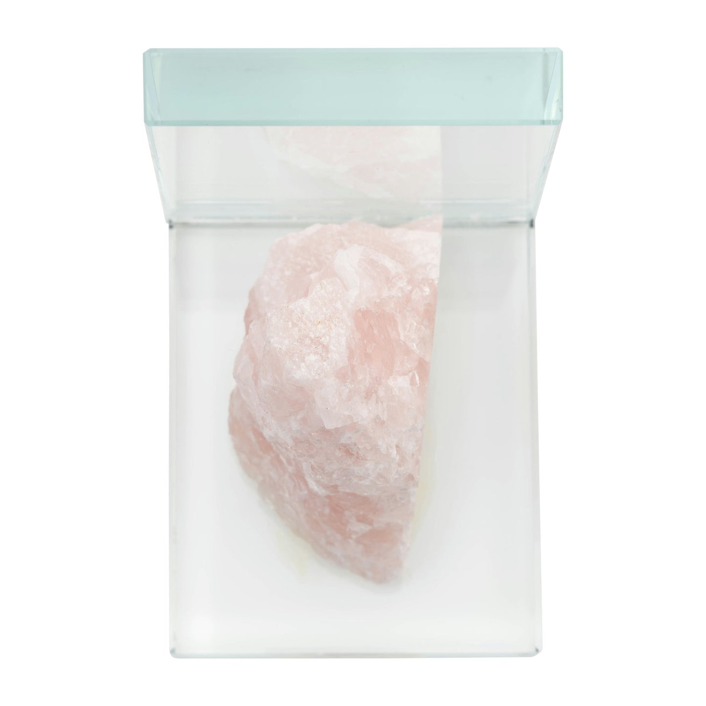 Glass, S/2 5"h Bookends With Pink Stone, Clear