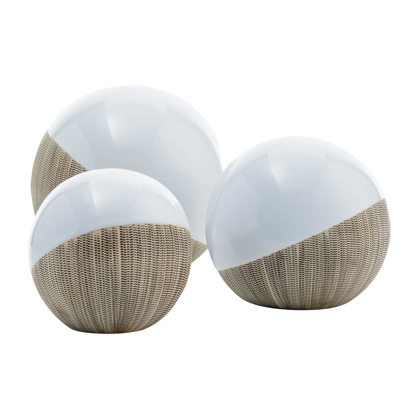 Cer, S/3 4/5/6", 2-tone Orbs, Cream/white