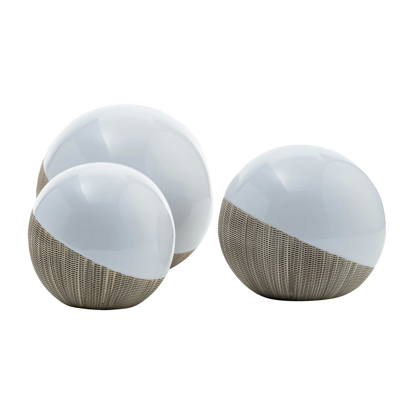 Cer, S/3 4/5/6", 2-tone Orbs, Cream/white