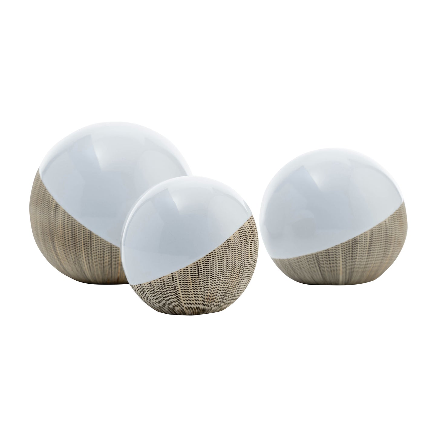 Cer, S/3 4/5/6", 2-tone Orbs, Cream/white