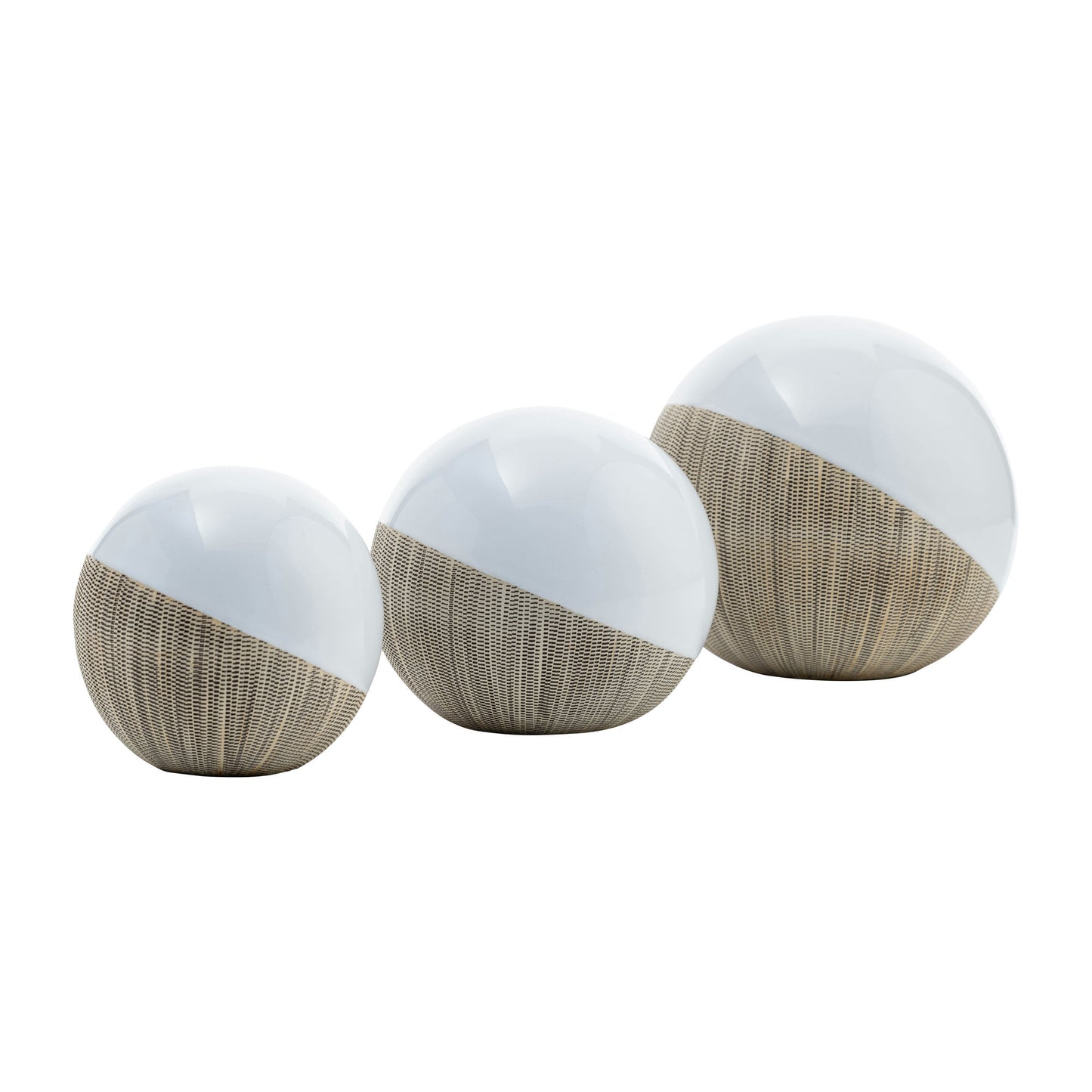 Cer, S/3 4/5/6", 2-tone Orbs, Cream/white