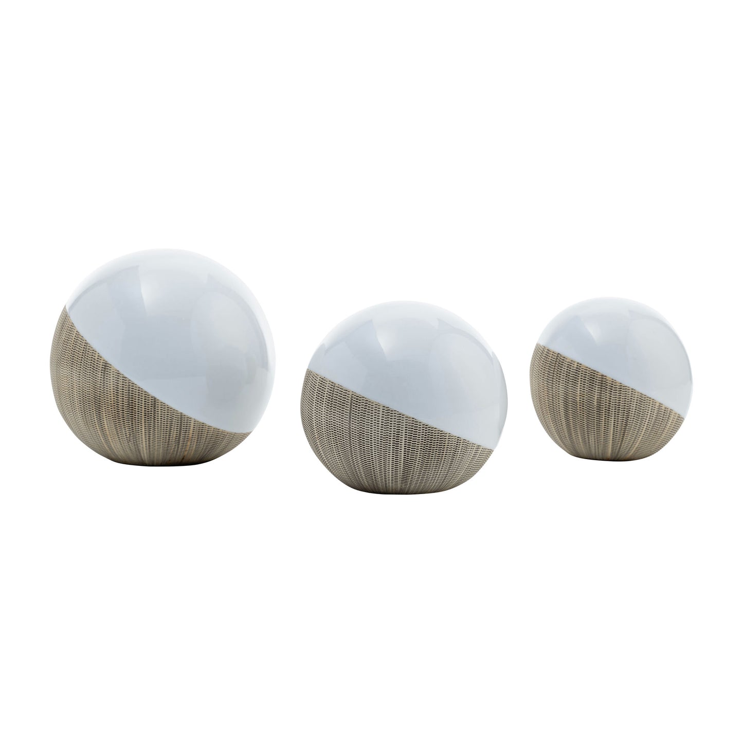 Cer, S/3 4/5/6", 2-tone Orbs, Cream/white