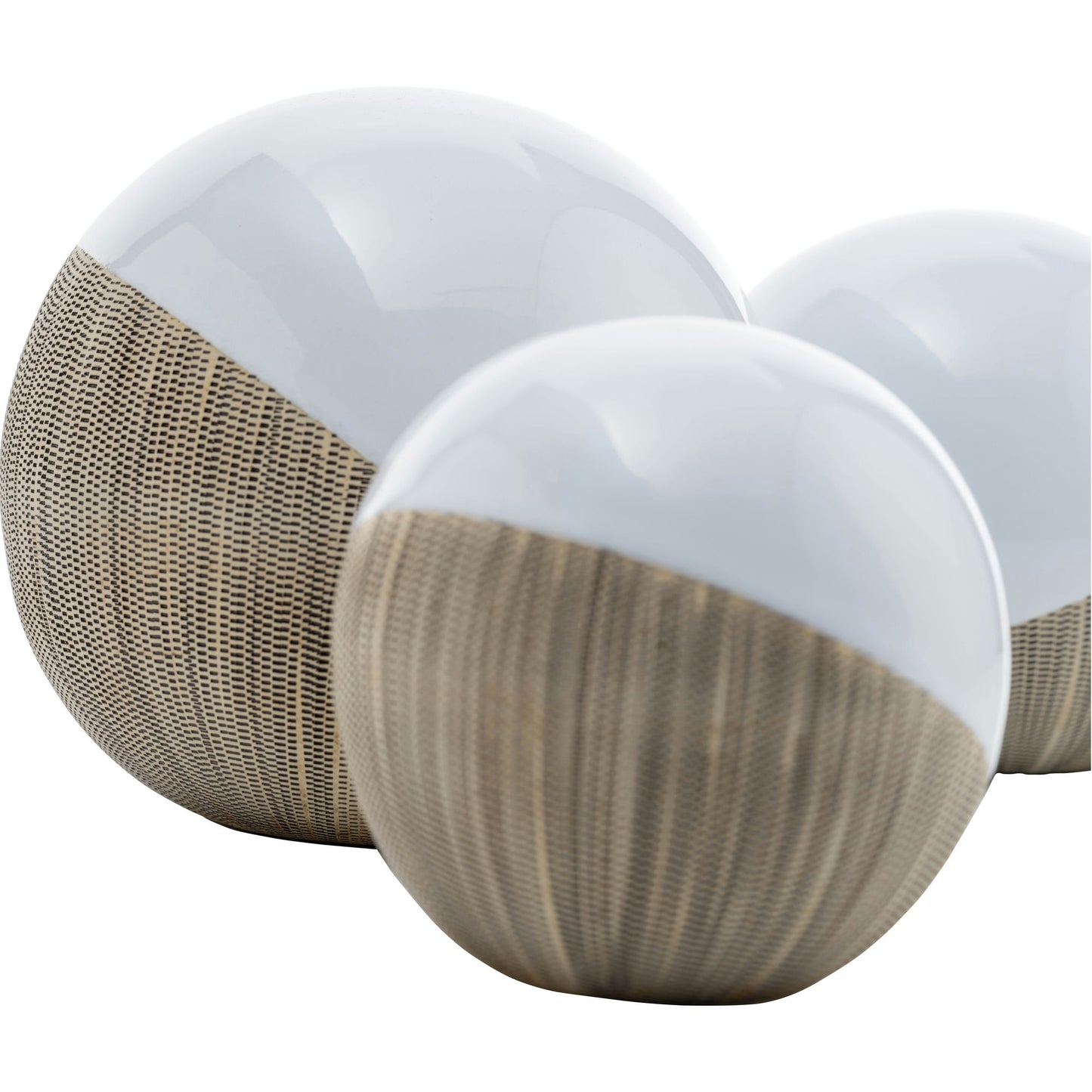 Cer, S/3 4/5/6", 2-tone Orbs, Cream/white