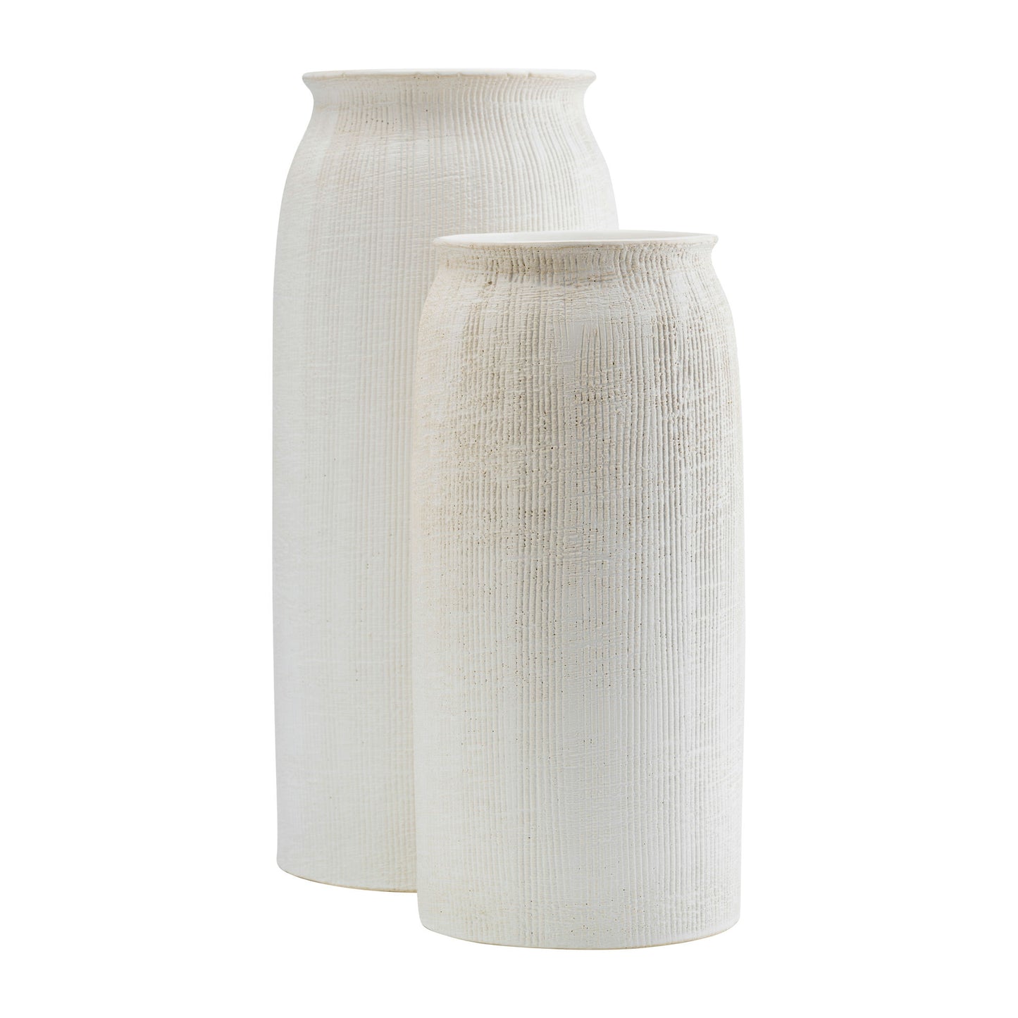 Cer, 16"h Ridged Vase, White