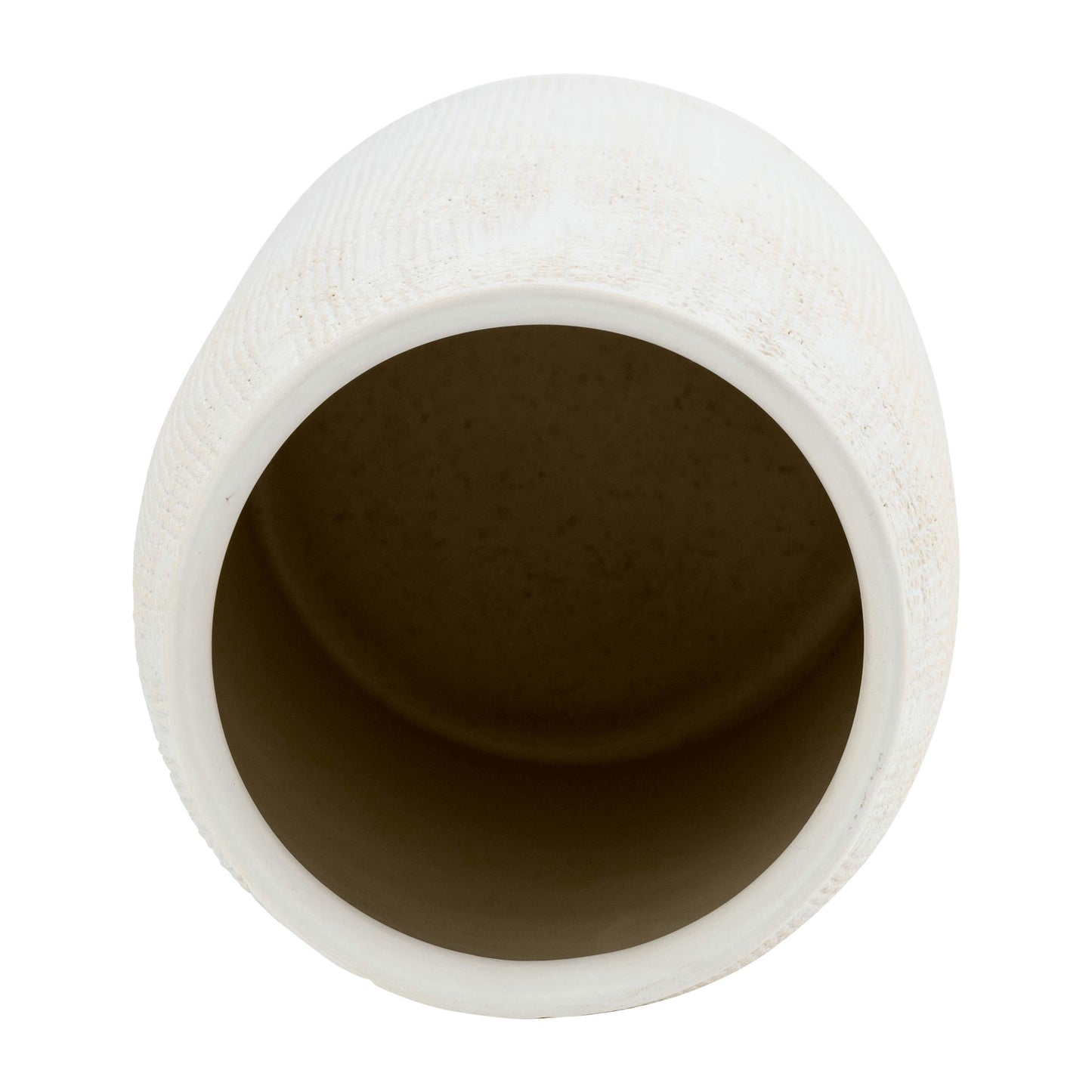 Cer, 16"h Ridged Vase, White