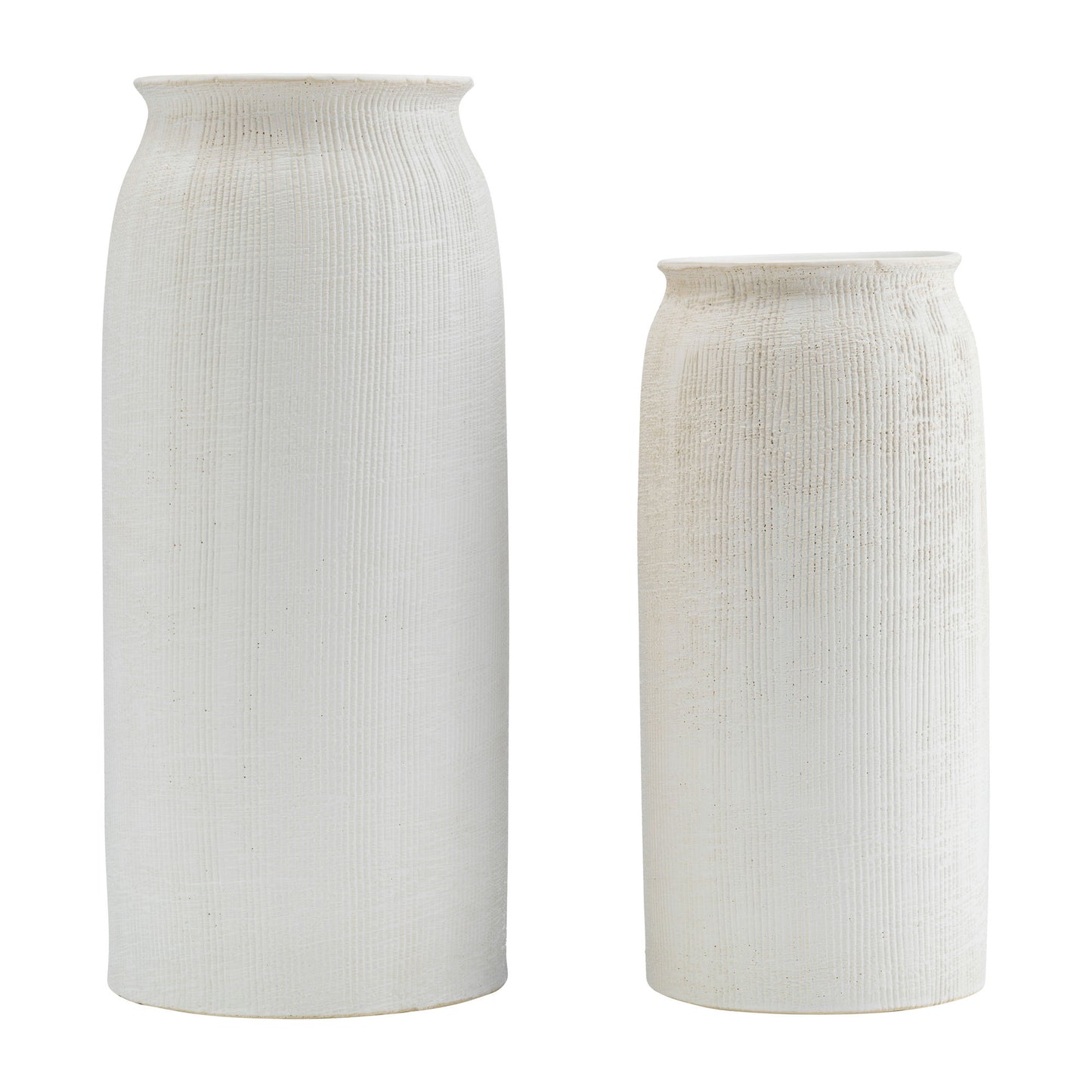Cer, 16"h Ridged Vase, White