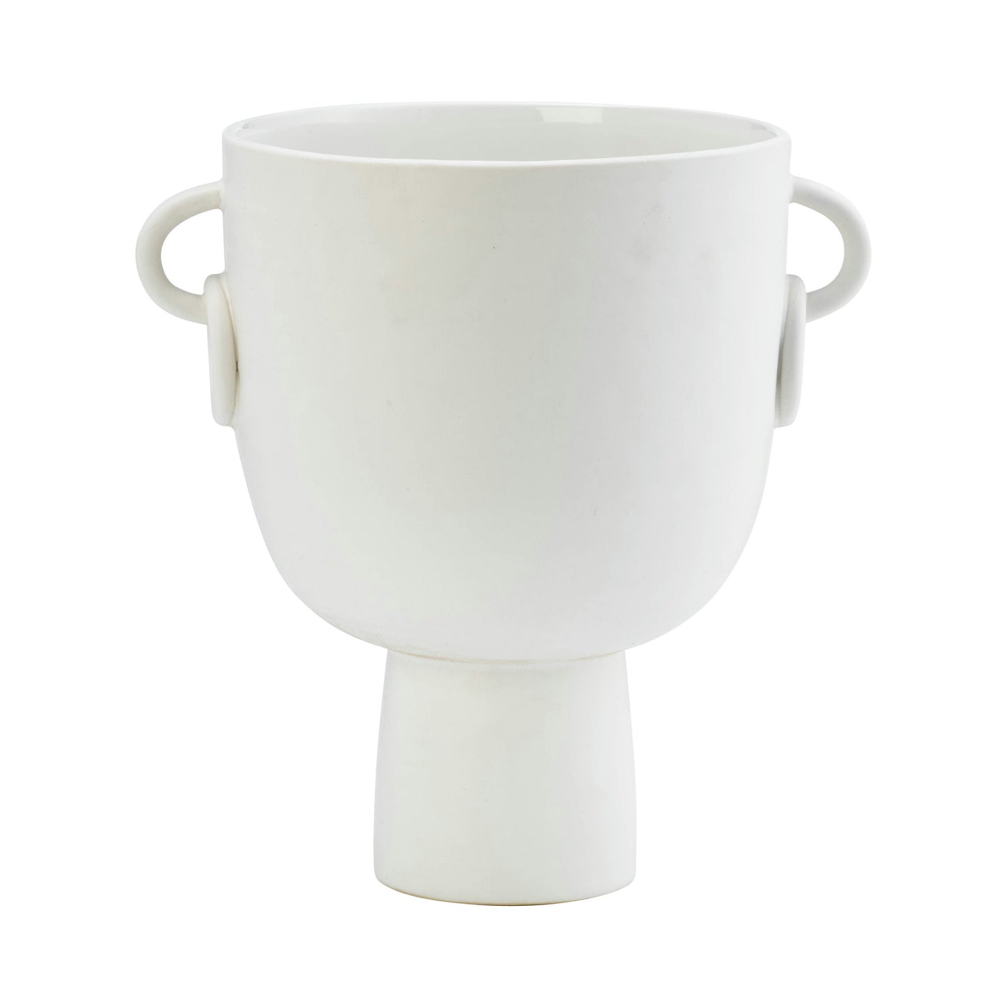 Cer, 10"h Vase With Handles, White