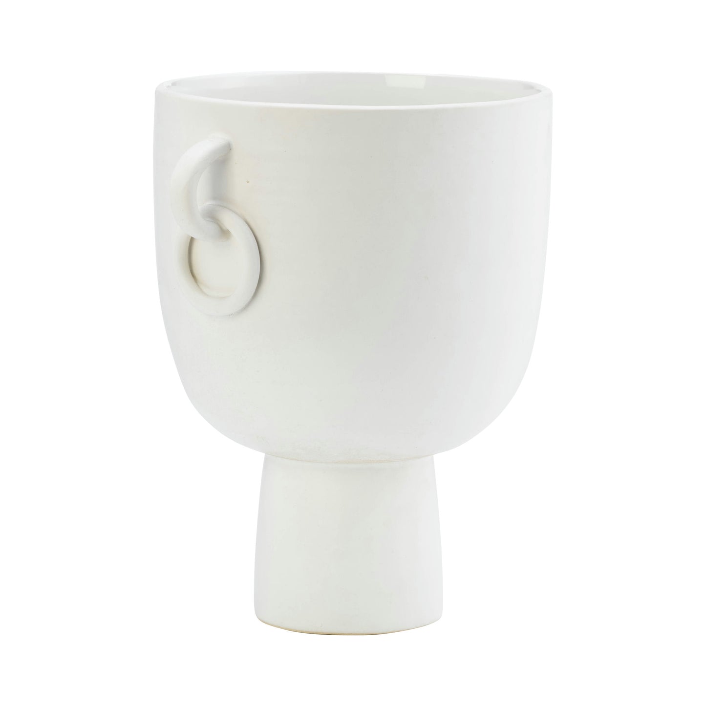 Cer, 10"h Vase With Handles, White