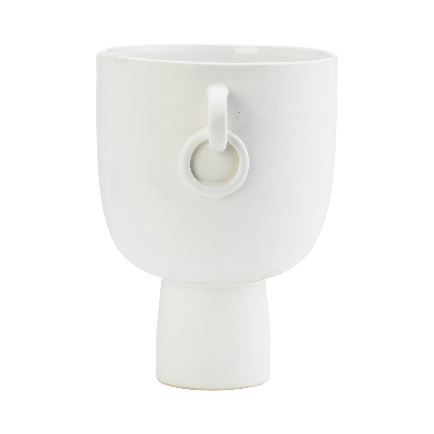 Cer, 10"h Vase With Handles, White