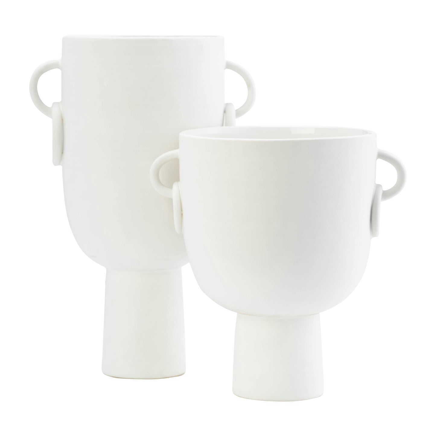 Cer, 13"h Vase With Handles, White