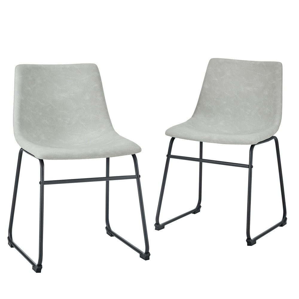 18" Industrial Faux Leather Dining Chair, Set of 2 - Gray