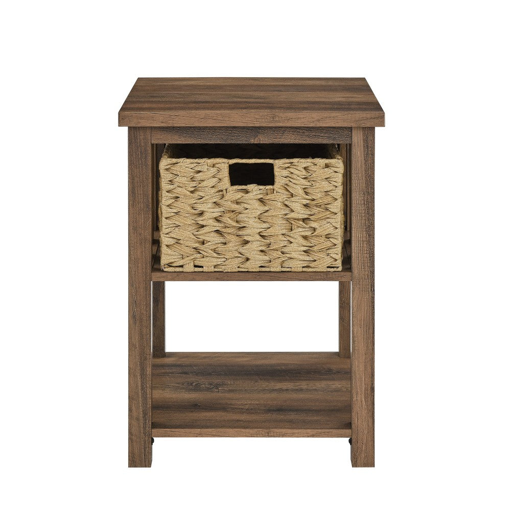 18" Mission Storage Side Table- Rustic Oak