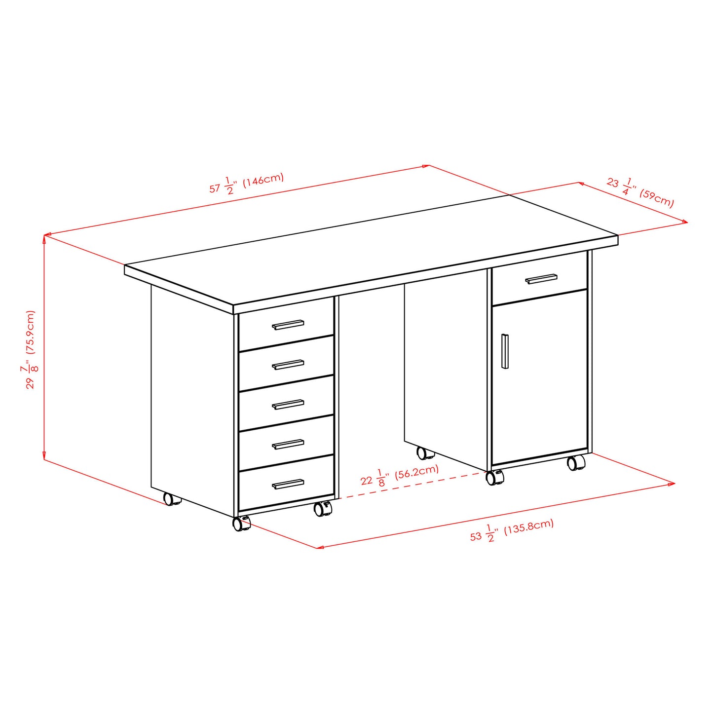 Kenner Table & Storage Cabinet, 1-Drawer, Reclaimed Wood and White