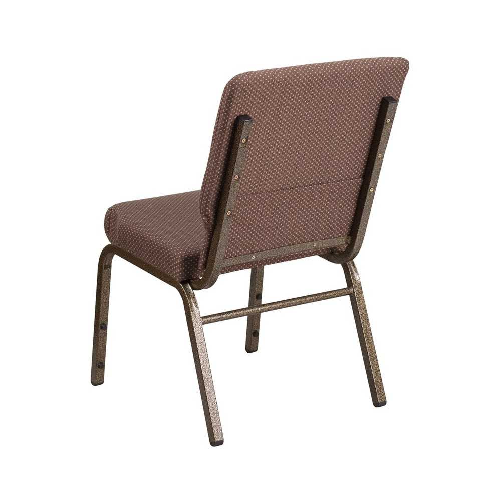 18.5''W Stacking Church Chair in Brown Dot Fabric - Gold Vein Frame