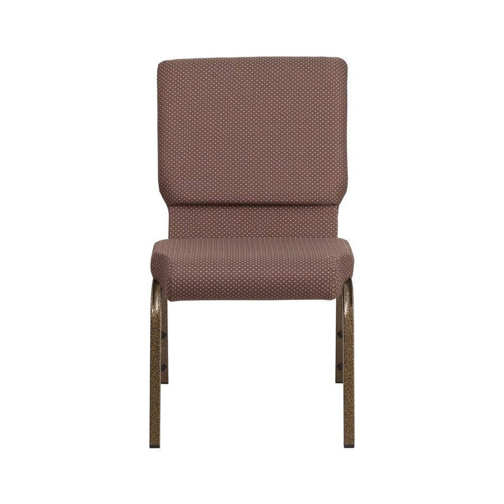 18.5''W Stacking Church Chair in Brown Dot Fabric - Gold Vein Frame