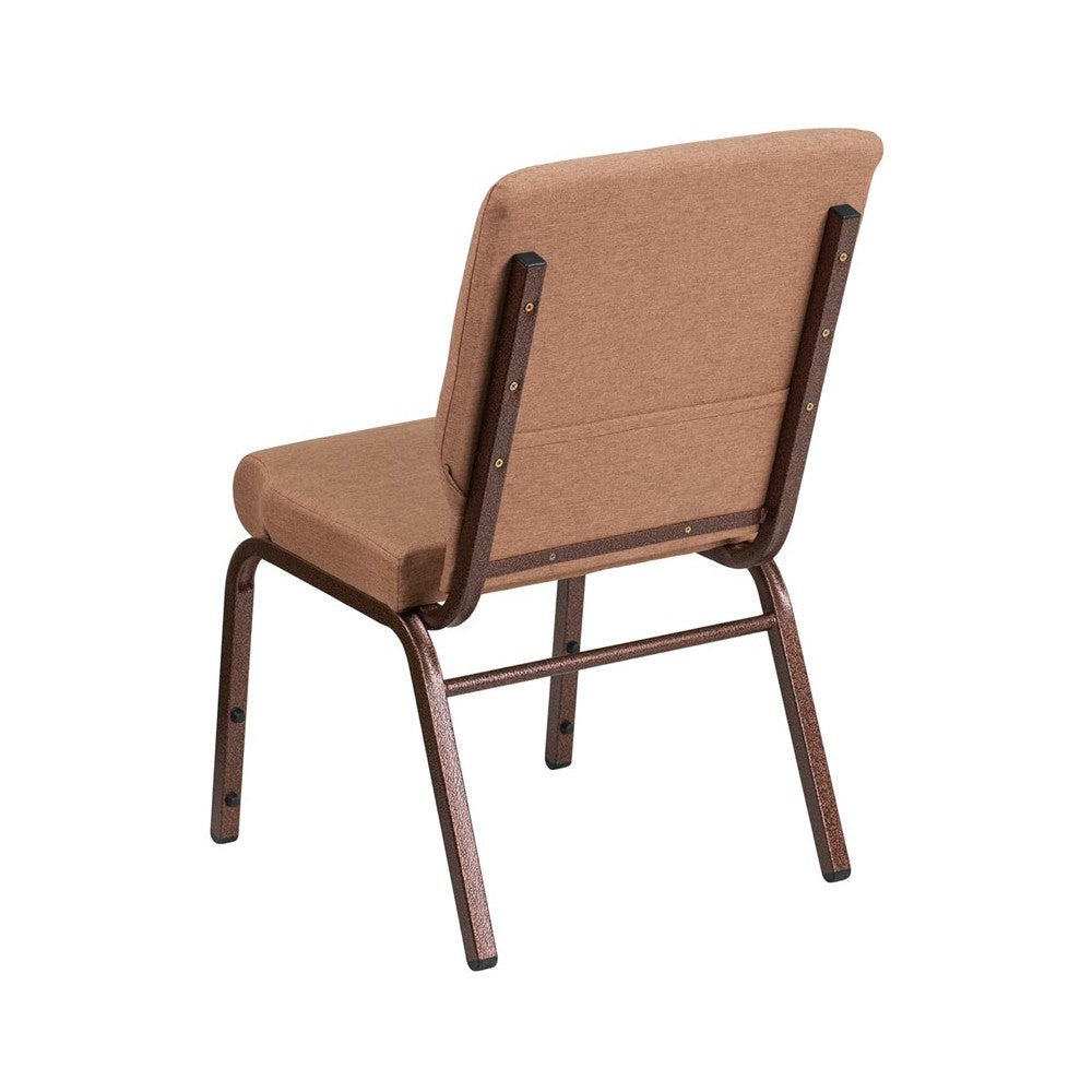18.5''W Stacking Church Chair in Caramel Fabric - Copper Vein Frame