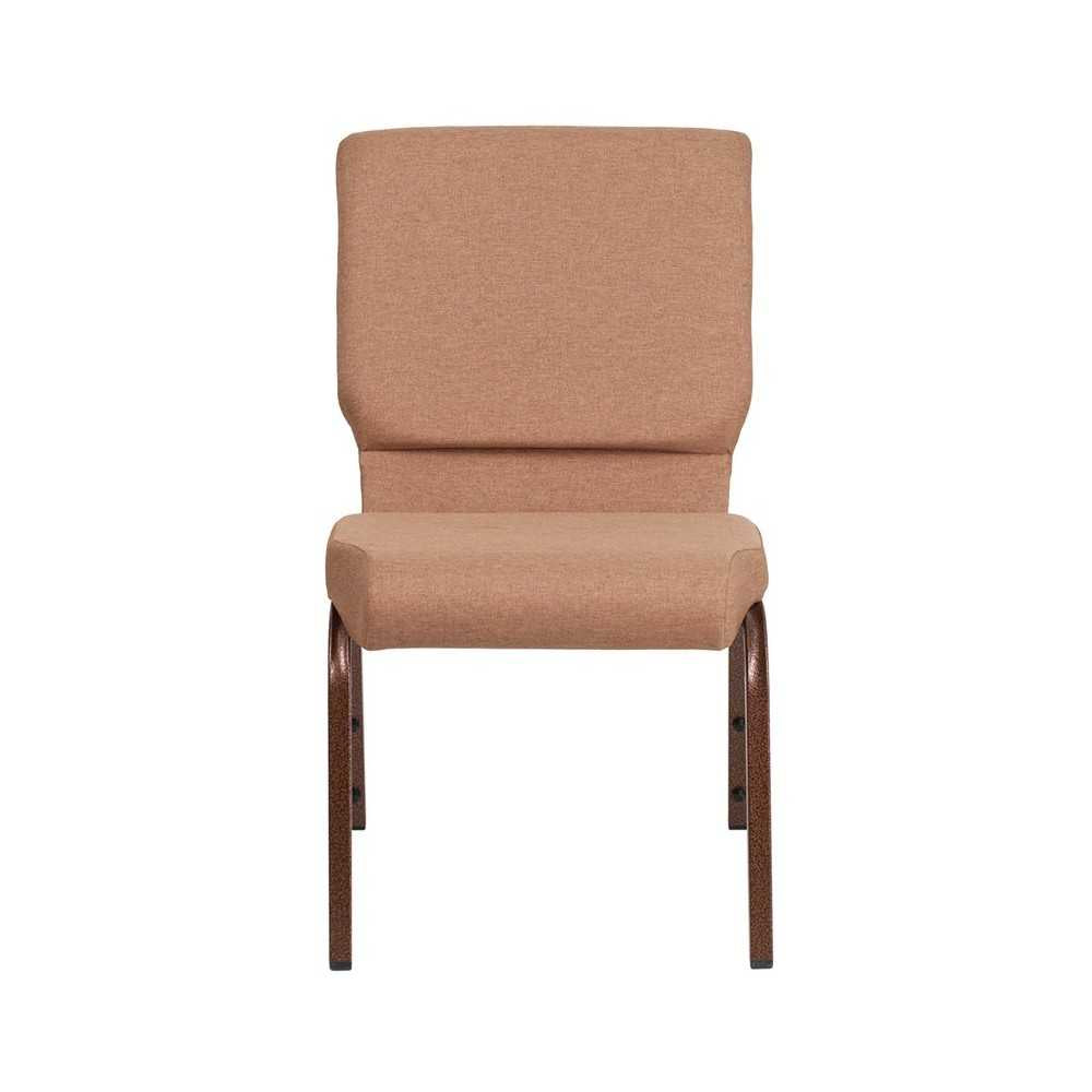 18.5''W Stacking Church Chair in Caramel Fabric - Copper Vein Frame