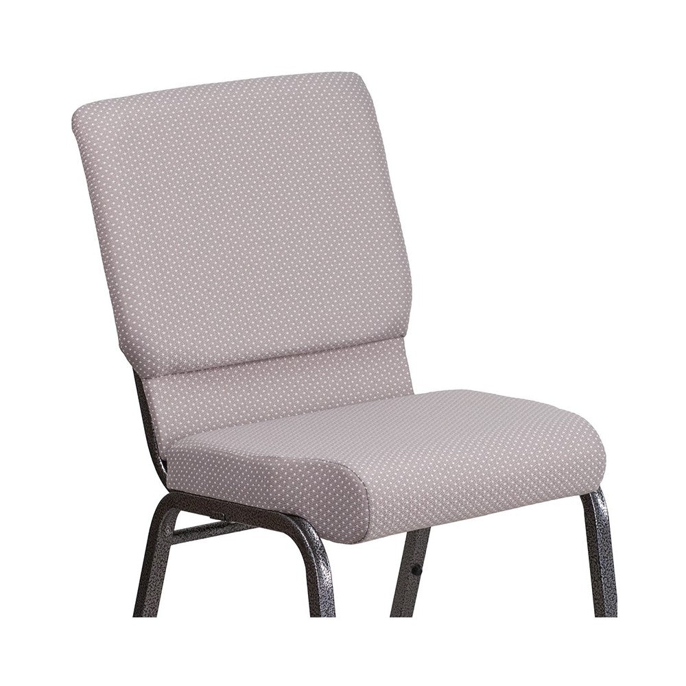 18.5''W Stacking Church Chair in Gray Dot Fabric - Silver Vein Frame