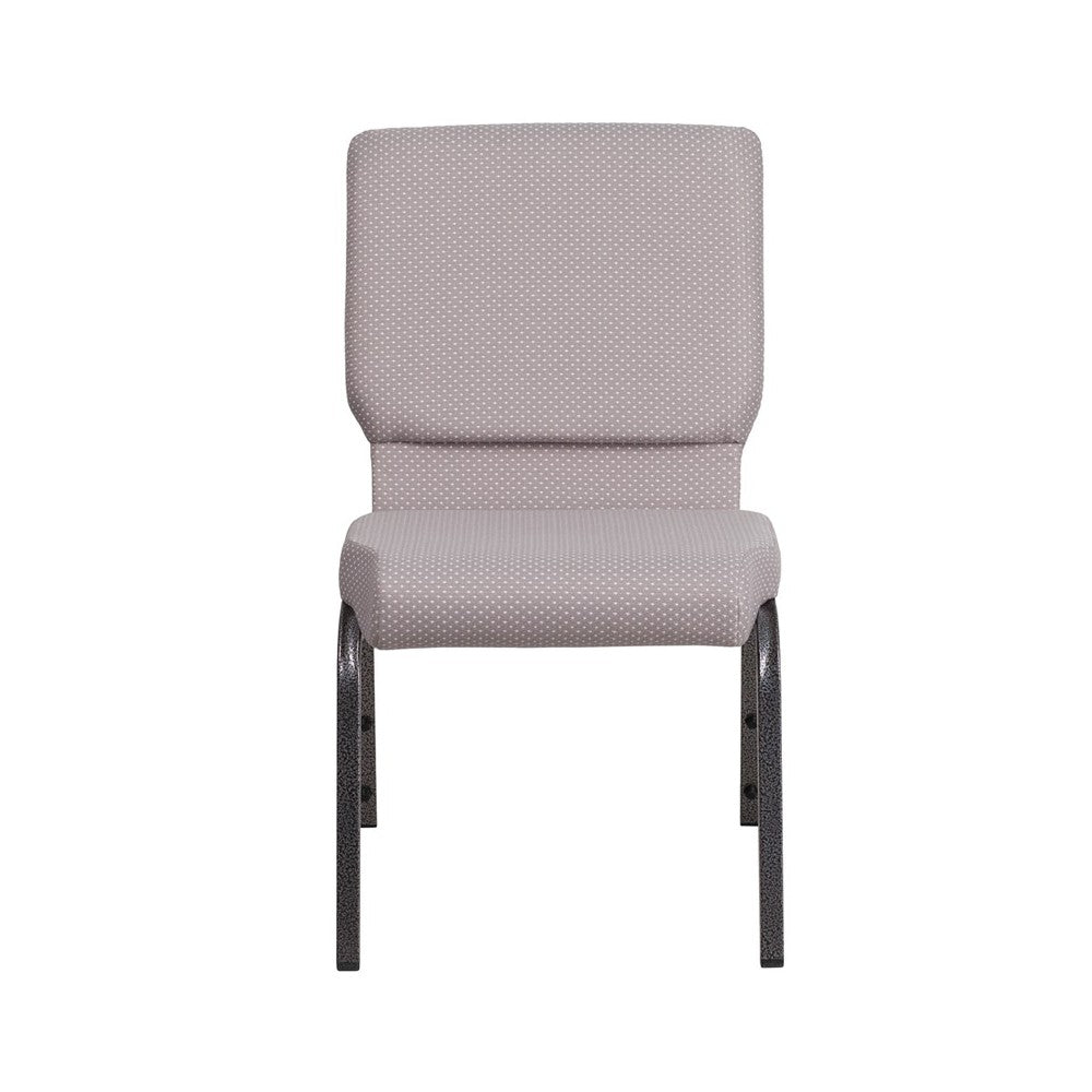 18.5''W Stacking Church Chair in Gray Dot Fabric - Silver Vein Frame