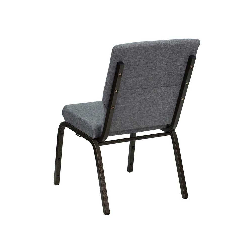 18.5''W Stacking Church Chair in Gray Fabric - Gold Vein Frame