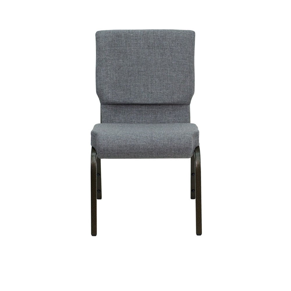 18.5''W Stacking Church Chair in Gray Fabric - Gold Vein Frame
