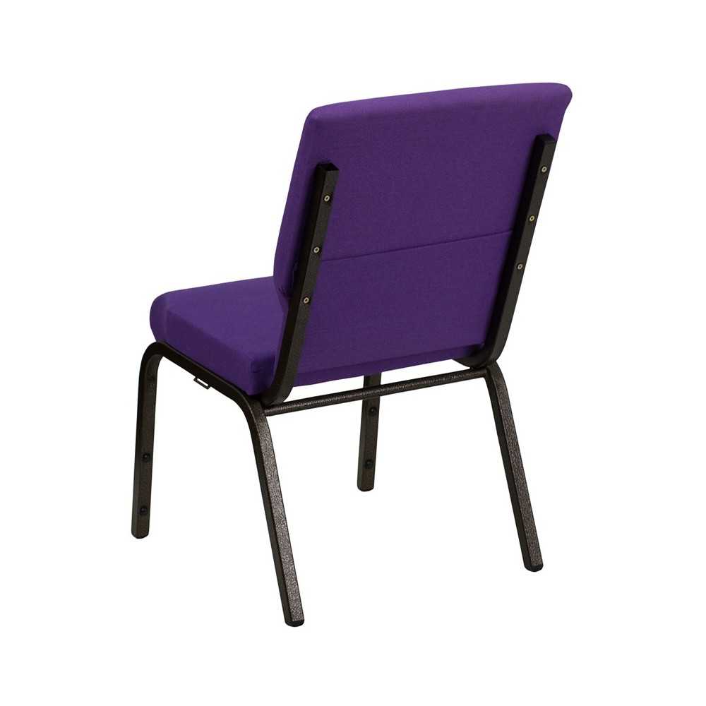 18.5''W Stacking Church Chair in Purple Fabric - Gold Vein Frame