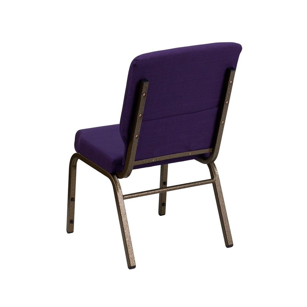18.5''W Stacking Church Chair in Royal Purple Fabric - Gold Vein Frame