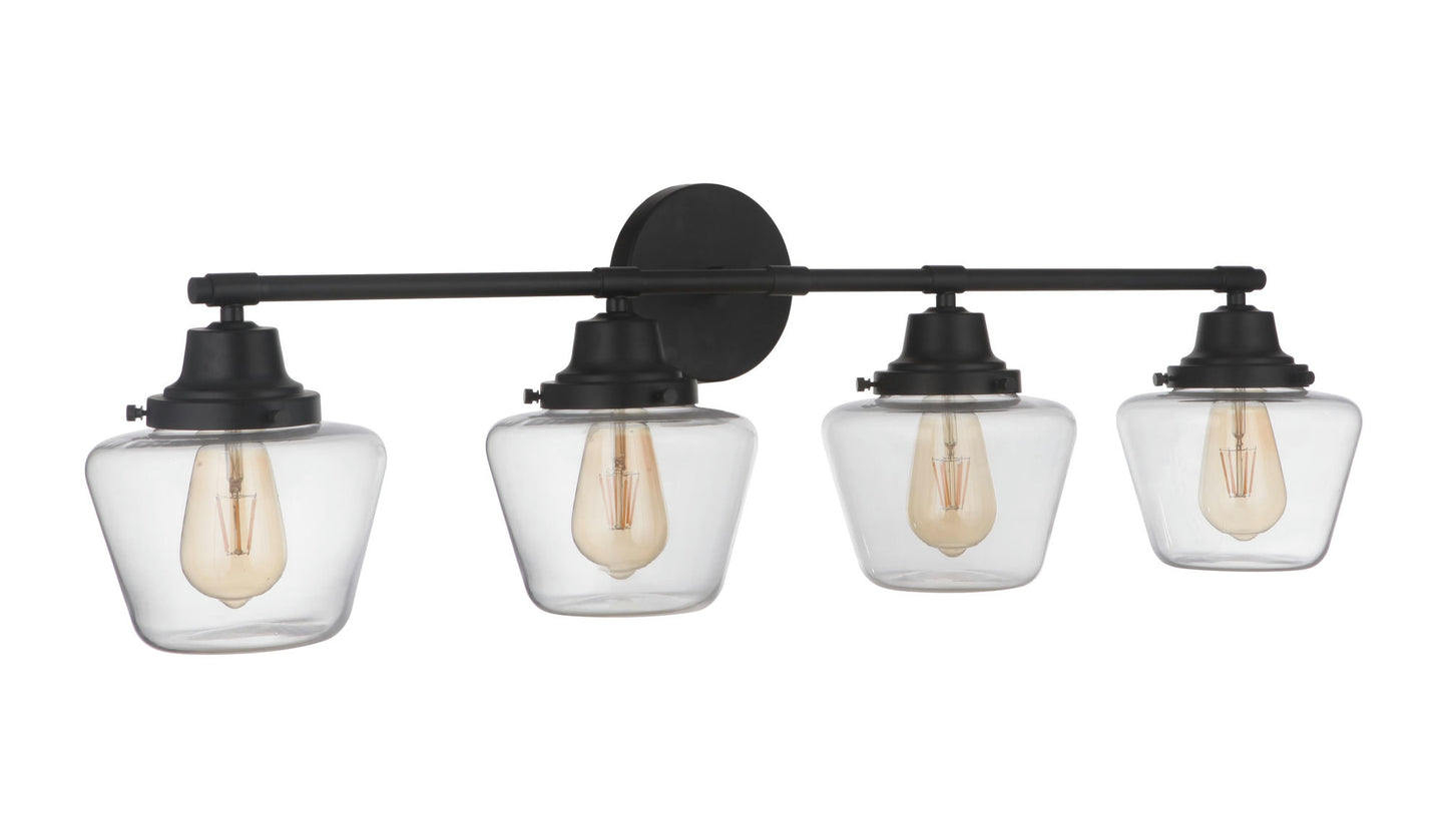Essex 4 Light Vanity, Flat Black
