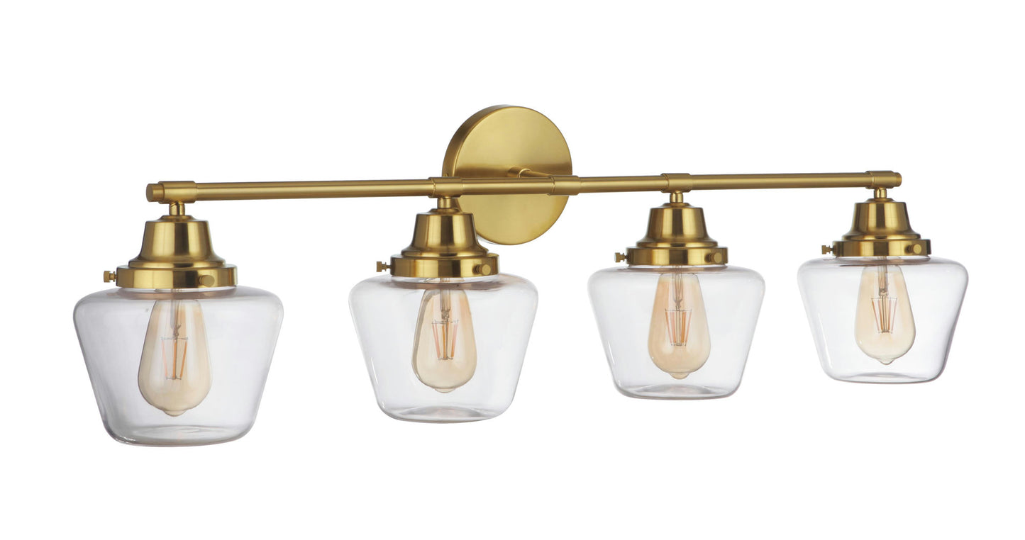Essex 4 Light Vanity, Satin Brass